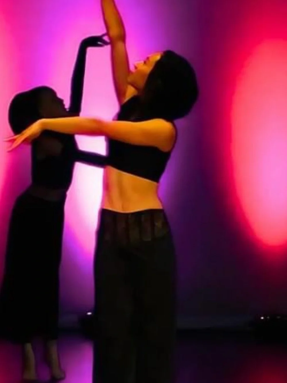 Black with lace pants and crop top dance costume